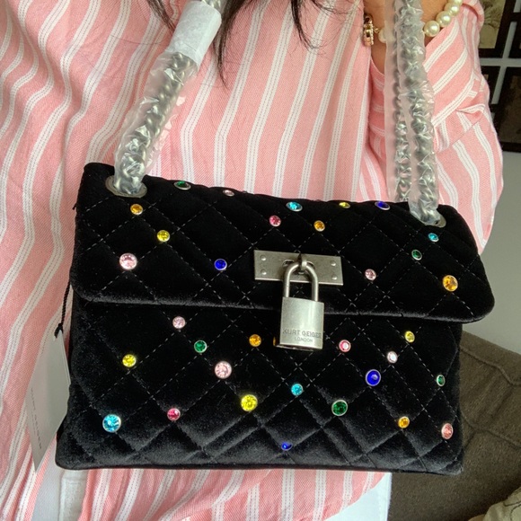Authentic KURT GEIGER LONDON Velvet magnetic closure convertible Crosby/Shoulder - Picture 12 of 16